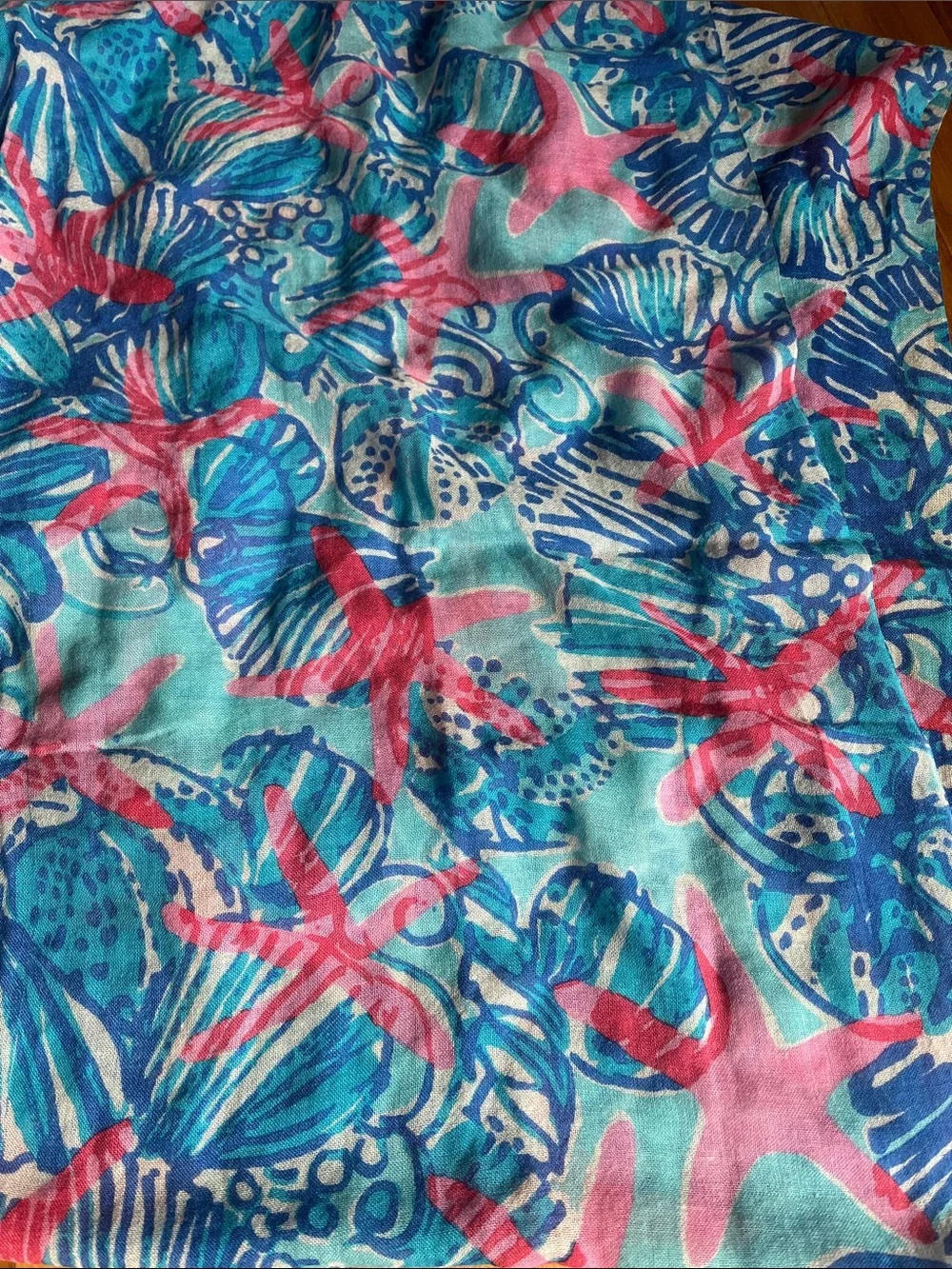 Lilly Pulitzer cashmere shells starfish colorful scarf